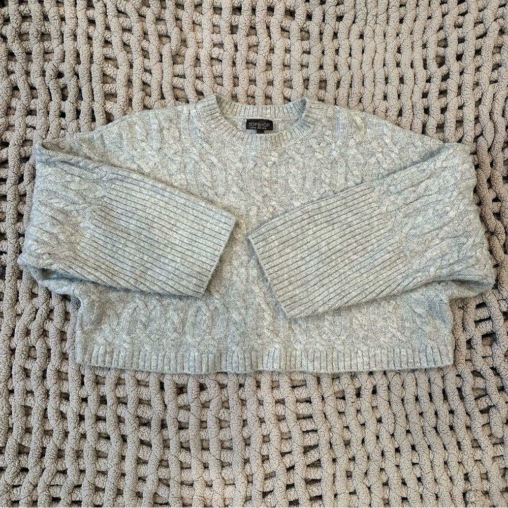 topshop cropped cable knit sweater